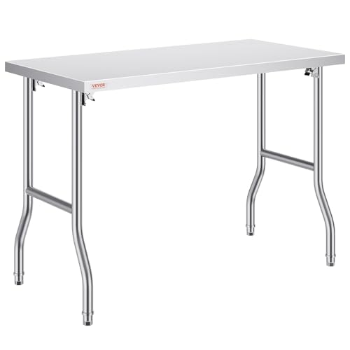 Vevor 24x48-inch Stainless Steel Foldable Work Table: $99.19