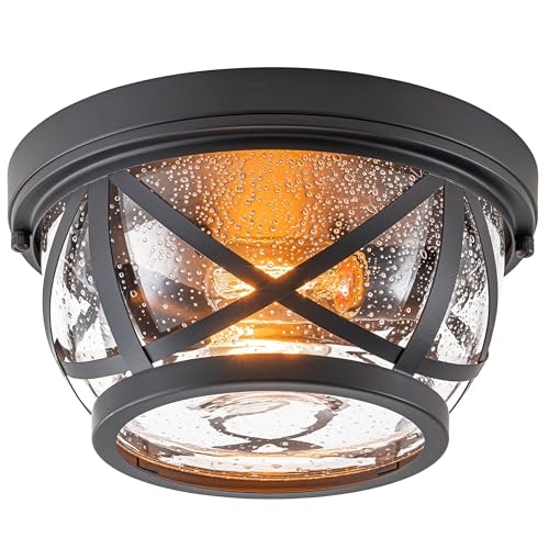 Oil-Rubbed Bronze 2-Light Seeded Glass Flush Mount Ceiling Light: $50.39 Oil-Rubbed Bronze 2-Light Seeded Glass Flush Mount Ceiling Light: $50.39