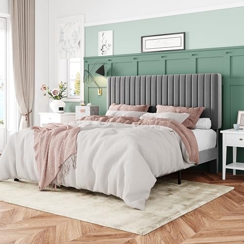 Allewie Queen Velvet Upholstered Platform Bed Frame: $129.99 Allewie Queen Velvet Upholstered Platform Bed Frame: $129.99