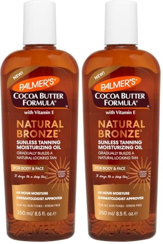 Palmer's Cocoa Butter Formula Natural Bronze Sunless Tanning Moisturizing Body Oil 8.5 fl oz: $18.39 Palmer's Cocoa Butter Formula Natural Bronze Sunless Tanning Moisturizing Body Oil 8.5 fl oz: $18.39