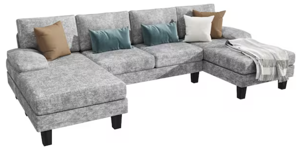 Lacoo 110" U-Shaped Chenille Sofa with Chaise: $317