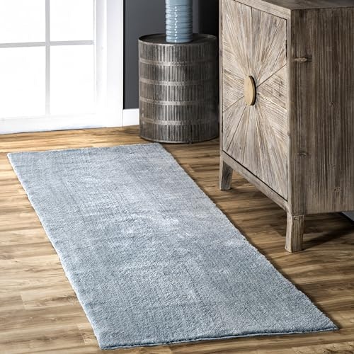 nuLOOM Loni Light Blue Solid Washable 2' x 6' Runner Rug: $40.57