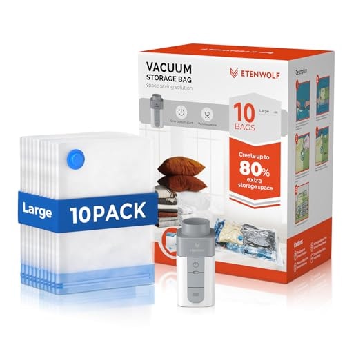 Etenwolf Large Vacuum Storage Bags with Wireless Pump 10-Pack: $33.98 Etenwolf Large Vacuum Storage Bags with Wireless Pump 10-Pack: $33.98