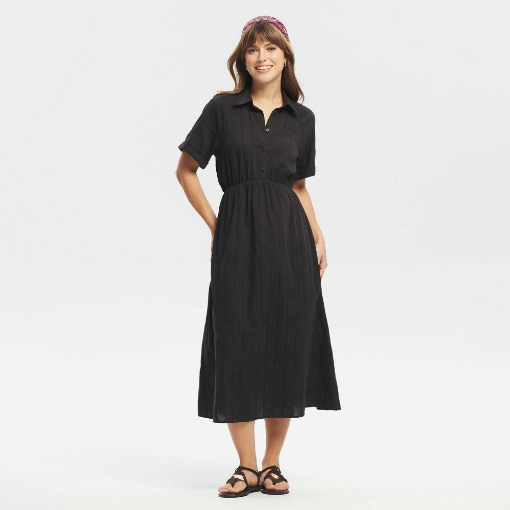 Universal Thread Women's Short Sleeve Button-Front Midi Shirtdress: $28