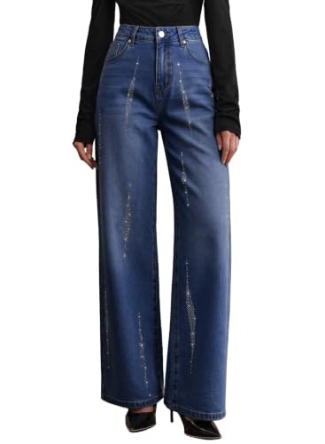 Evaless Women's Rhinestone Wide Leg Baggy Jeans: $34.98 Evaless Women's Rhinestone Wide Leg Baggy Jeans: $34.98