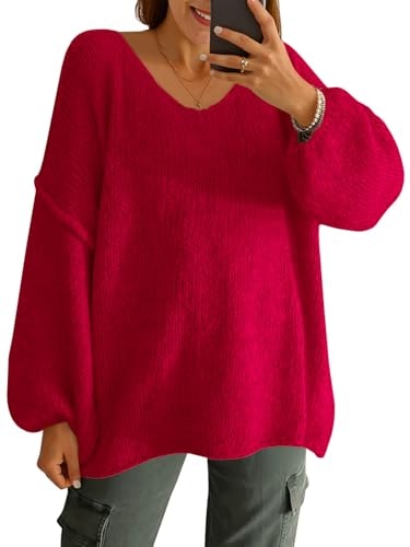 Saodimallsu Women's Oversized V-Neck Knit Sweater: $26.97 Saodimallsu Women's Oversized V-Neck Knit Sweater: $26.97