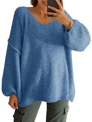 Saodimallsu Women's Oversized V-Neck Knit Sweater: $26.97 Saodimallsu Women's Oversized V-Neck Knit Sweater: $26.97