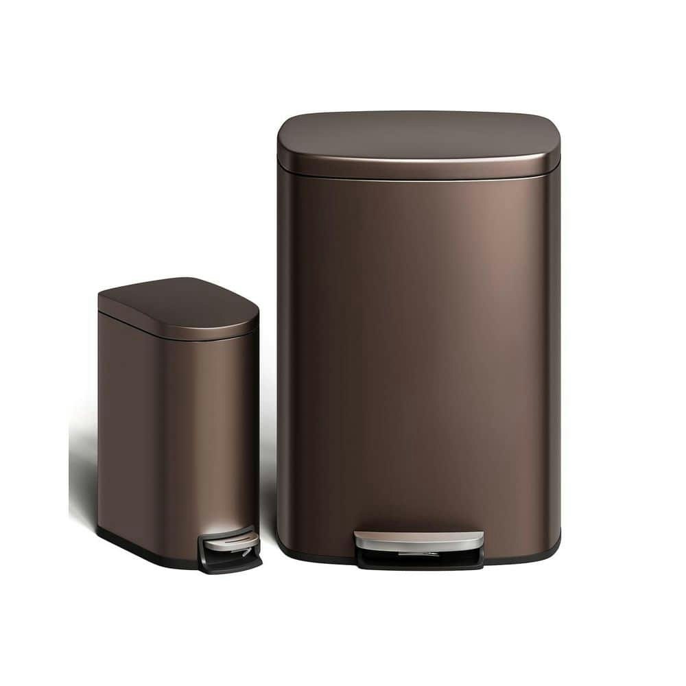 13-Gallon and 2.6-Gallon Steel Step-On Trash Can 2-Pack: $112.09