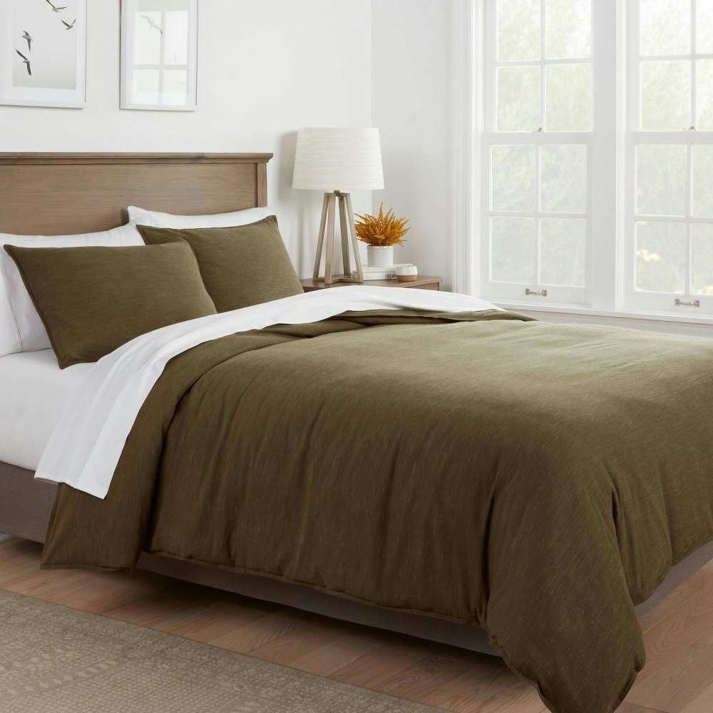 Threshold Full/Queen Cotton Linen Duvet Cover and Sham Set 3-Pack: $48.30 Threshold Full/Queen Cotton Linen Duvet Cover and Sham Set 3-Pack: $48.30