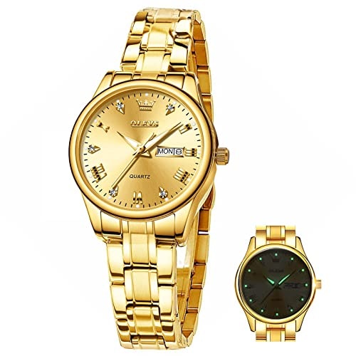 Olevs Women's Gold Stainless Steel Dress Watch: $34.71