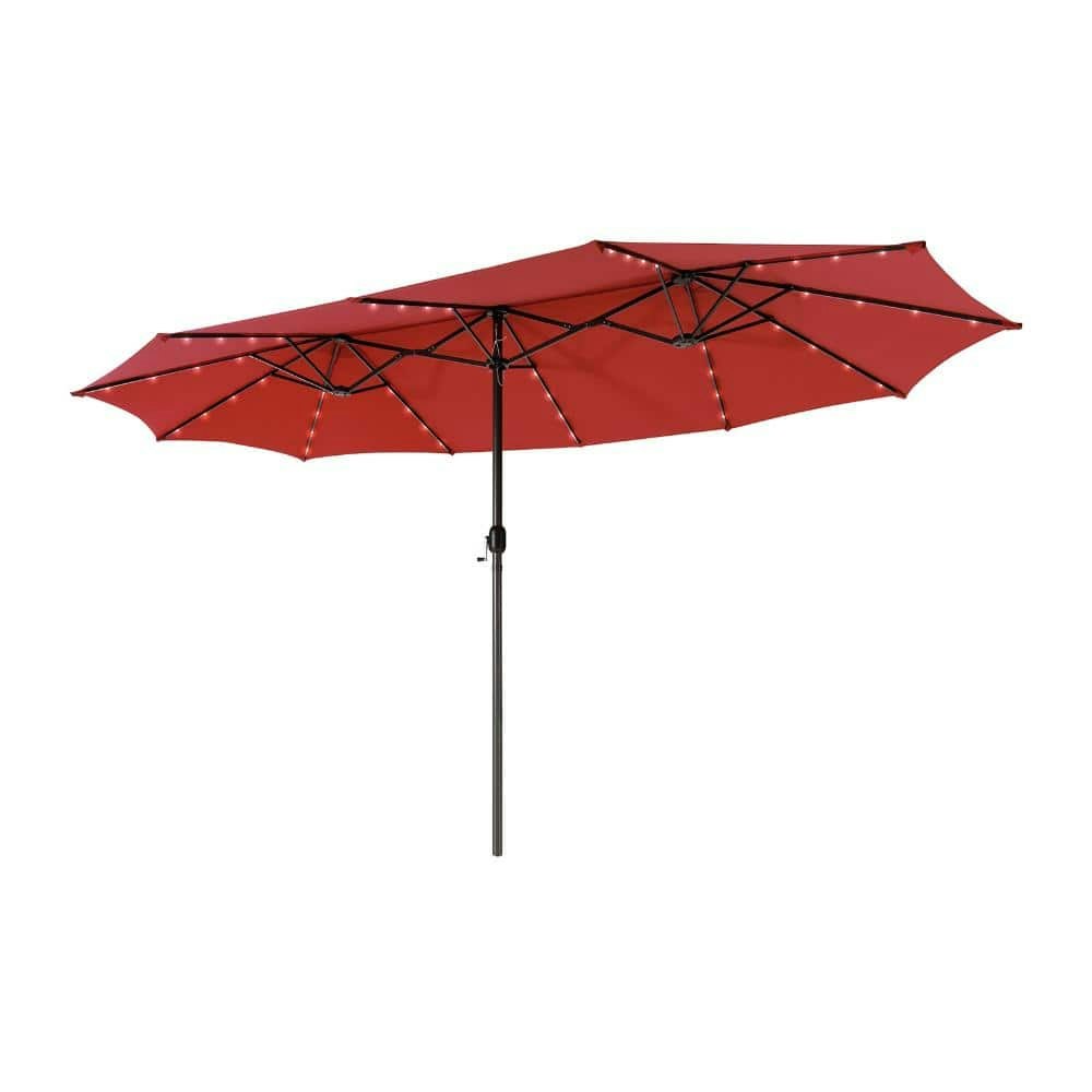 15-Foot Twin Patio Umbrella with 48 Solar LED Lights: $132.99 15-Foot Twin Patio Umbrella with 48 Solar LED Lights: $132.99