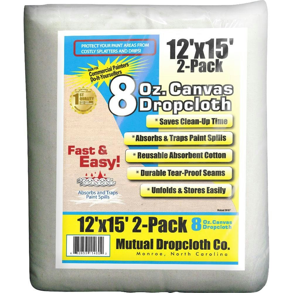 12x15-foot 8-ounce Natural Canvas Drop Cloth 2-Pack: $77.09