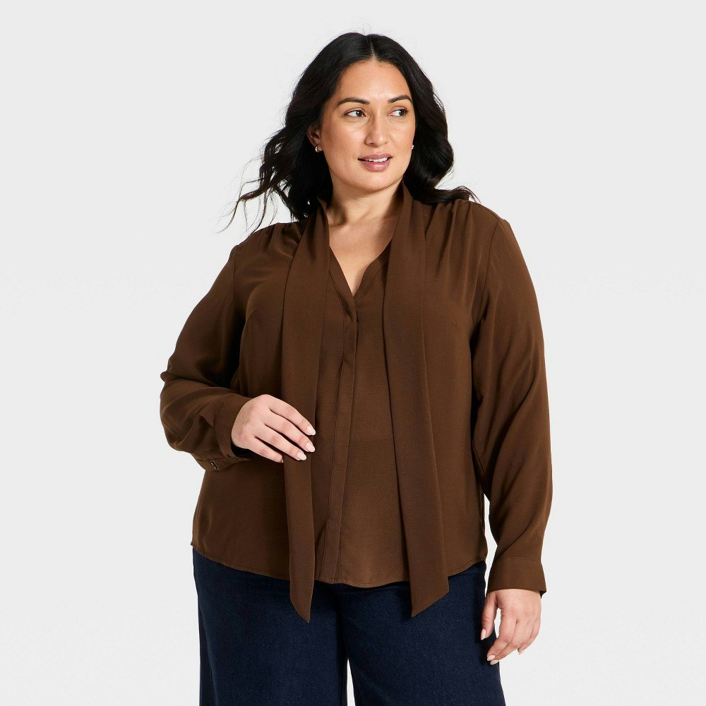 A New Day Women's Long Sleeve V-Neck Scarf Top: $24.50 A New Day Women's Long Sleeve V-Neck Scarf Top: $24.50