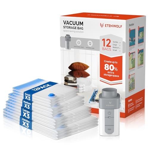 Etenwolf Vacuum Storage Bags 12-Pack with Wireless Pump: $19.99 Etenwolf Vacuum Storage Bags 12-Pack with Wireless Pump: $19.99