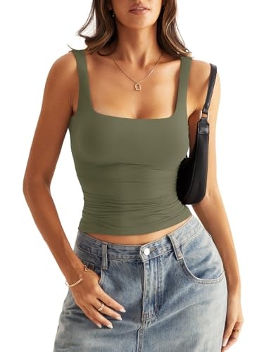 Eachyes Women's Square Neck Double Lined Tank Top: $16.99 Eachyes Women's Square Neck Double Lined Tank Top: $16.99