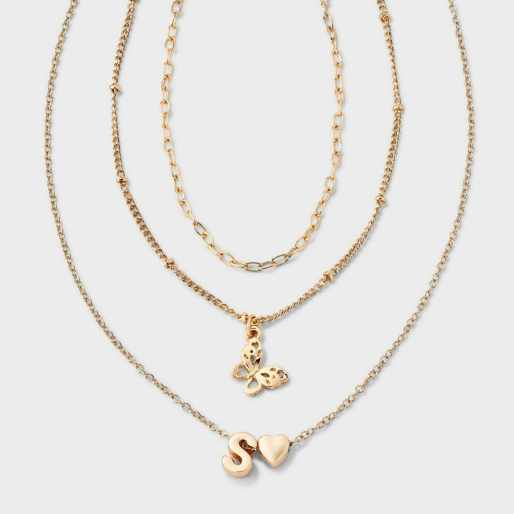 Girls' Initial Choker and Layered Necklace Set: $4