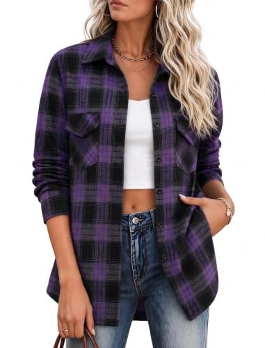 Zeagoo Women's Flannel Plaid Shirt: $17.98 Zeagoo Women's Flannel Plaid Shirt: $17.98