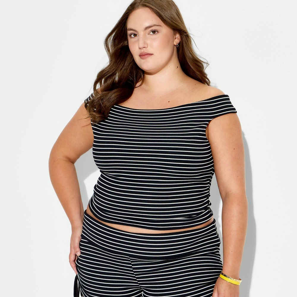Wild Fable Women's Off the Shoulder Striped Top 1X: $15 Wild Fable Women's Off the Shoulder Striped Top 1X: $15