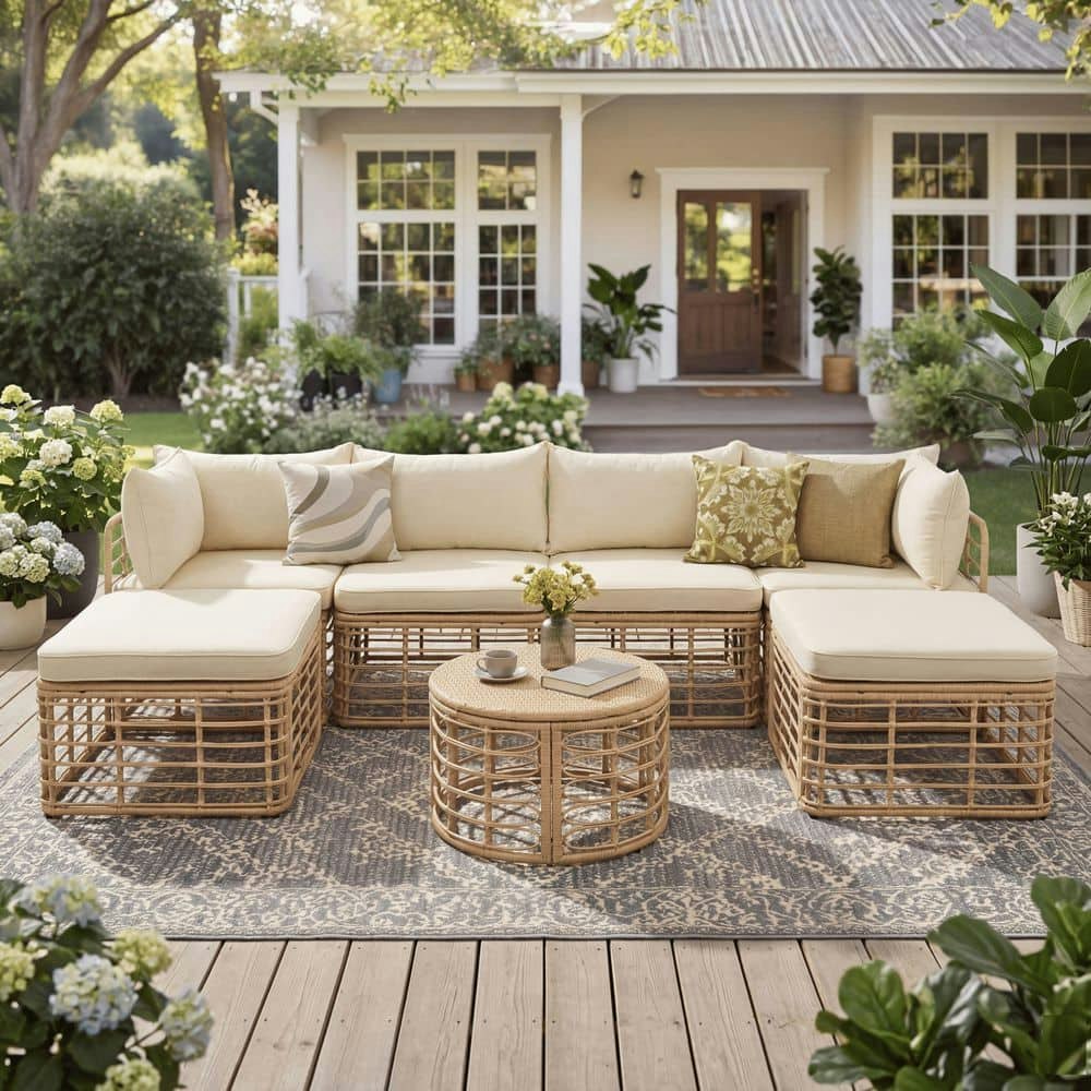 7-Piece All-Weather Wicker Outdoor Sectional Set: $831.43 7-Piece All-Weather Wicker Outdoor Sectional Set: $831.43