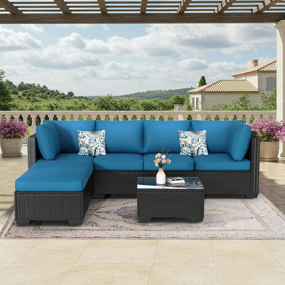 7-Piece Wicker Outdoor Sectional Set with Cushions, Ottomans, and Side Table: $557.81 7-Piece Wicker Outdoor Sectional Set with Cushions, Ottomans, and Side Table: $557.81
