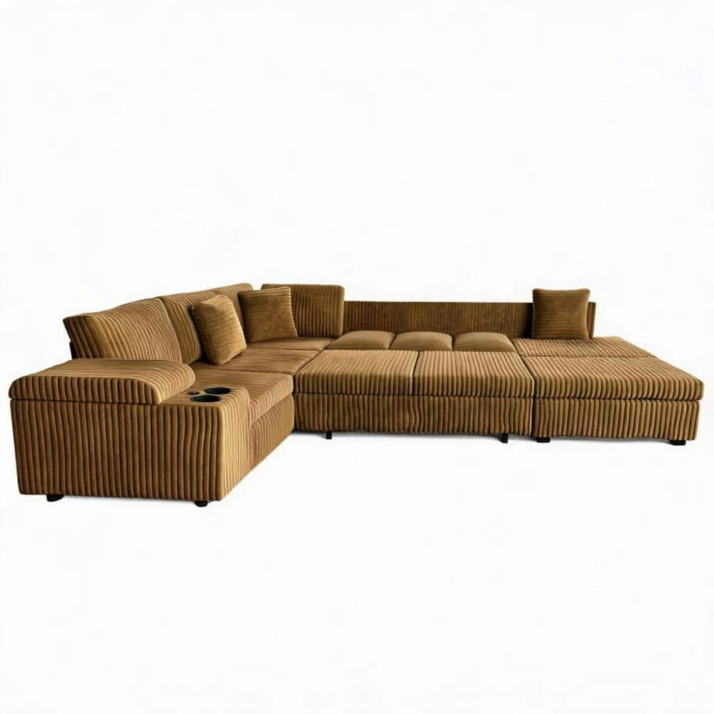 110-Inch 5-Piece Corduroy L-Shaped Sectional Sofa with Storage and Pull-Out Bed: $2,136.58 110-Inch 5-Piece Corduroy L-Shaped Sectional Sofa with Storage and Pull-Out Bed: $2,136.58