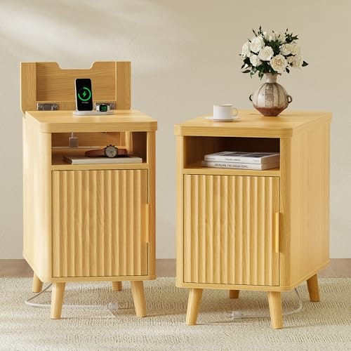 Huuger Narrow Nightstand with Charging Station: $179.98 Huuger Narrow Nightstand with Charging Station: $179.98
