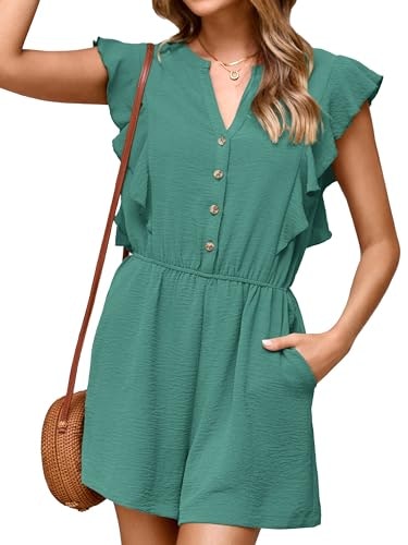 Simplee Women's Flutter Sleeve Wide Leg Romper: $22.93 Simplee Women's Flutter Sleeve Wide Leg Romper: $22.93