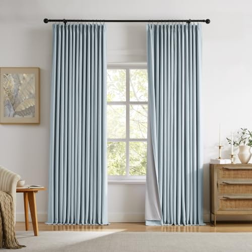 Blue Pinch Pleated Linen 96-Inch Blackout Curtains 2-Pack: $50.99 Blue Pinch Pleated Linen 96-Inch Blackout Curtains 2-Pack: $50.99