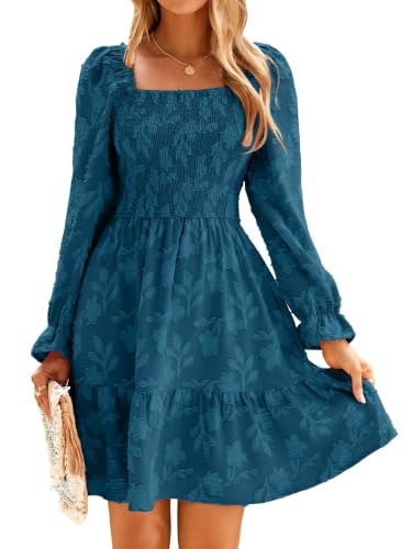 BerryGo Women's Square Neck Long Sleeve Smocked Mini Dress: $33.99 BerryGo Women's Square Neck Long Sleeve Smocked Mini Dress: $33.99