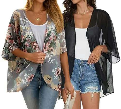Olrain Floral Print Chiffon Kimono Cardigan 2-Pack: $12.74 Olrain Floral Print Chiffon Kimono Cardigan 2-Pack: $12.74