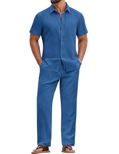 Coofandy Men's Casual Summer Shirt and Pant Set: $35.99