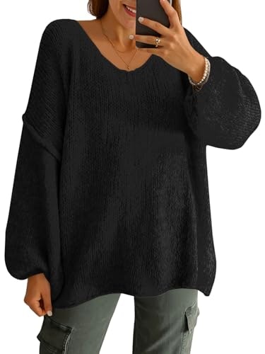 Saodimallsu Women's Oversized V-Neck Knit Sweater: $24.97 Saodimallsu Women's Oversized V-Neck Knit Sweater: $24.97