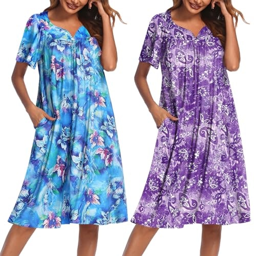 Ekouaer Women's Short Sleeve House Dress 2-Pack: $25.12