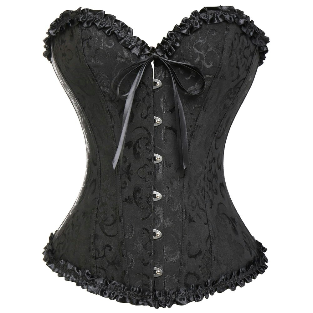 Vaslanda Women's Lace-Up Boned Overbust Corset Bustier Top: $17.99