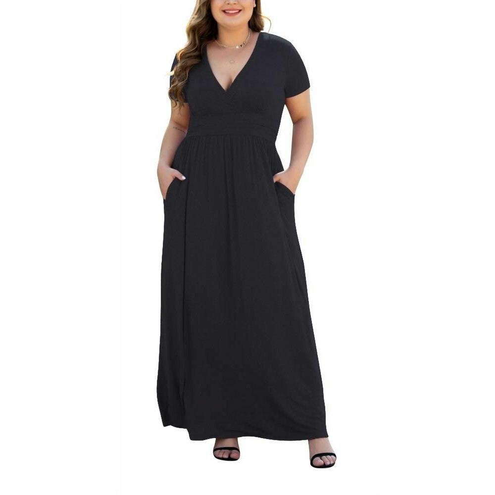 Aiyino Women's Plus Size Short Sleeve Maxi Dress: $22.73