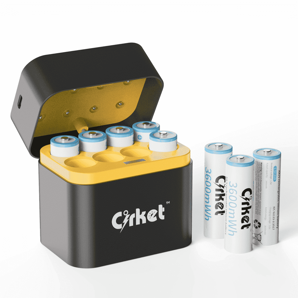 Cirket 1.5V 3,600mWh Rechargeable AA Lithium Batteries 8-Pack with Charger: $18.59 Cirket 1.5V 3,600mWh Rechargeable AA Lithium Batteries 8-Pack with Charger: $18.59