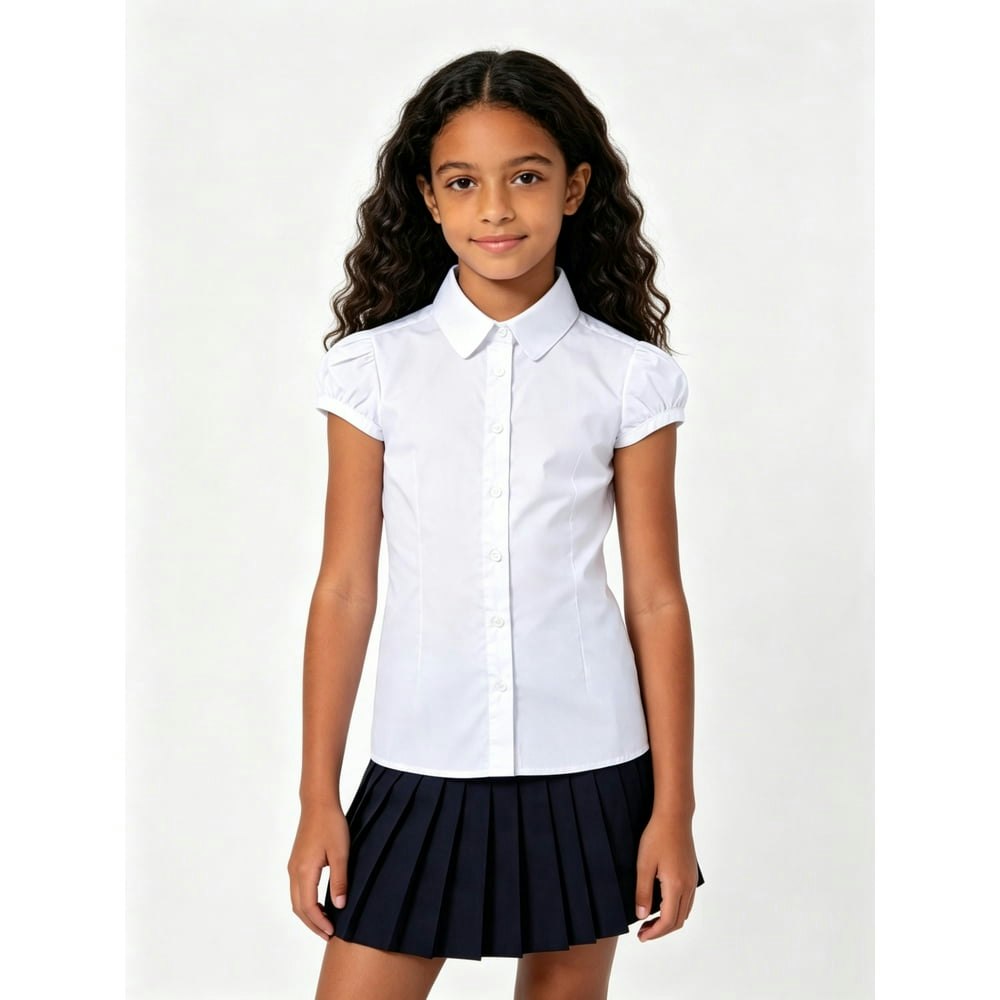 Bienzoe Girls' School Uniform Short Puff Sleeve Blouse: $17.44 Bienzoe Girls' School Uniform Short Puff Sleeve Blouse: $17.44