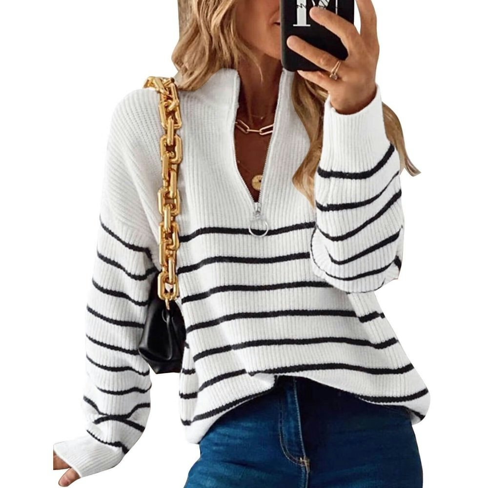 Alsol Lamesa Women's Striped Zip-Up Knit Sweater: $22.88 Alsol Lamesa Women's Striped Zip-Up Knit Sweater: $22.88