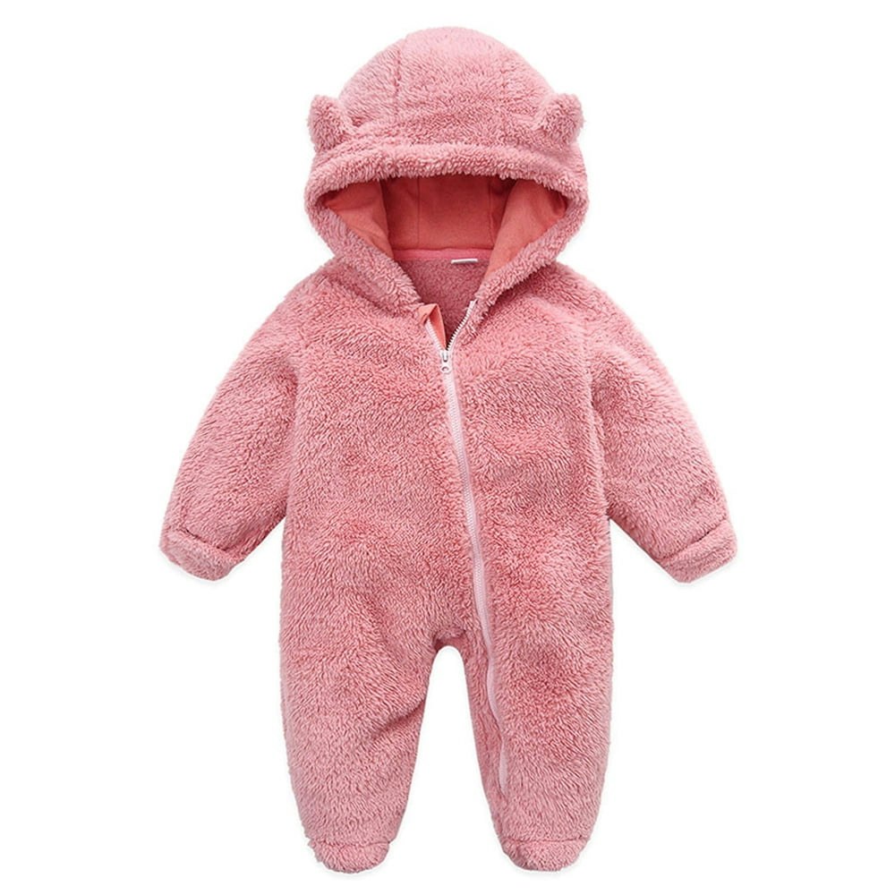 Odeerbi Newborn Fleece Hooded Romper: $6.19