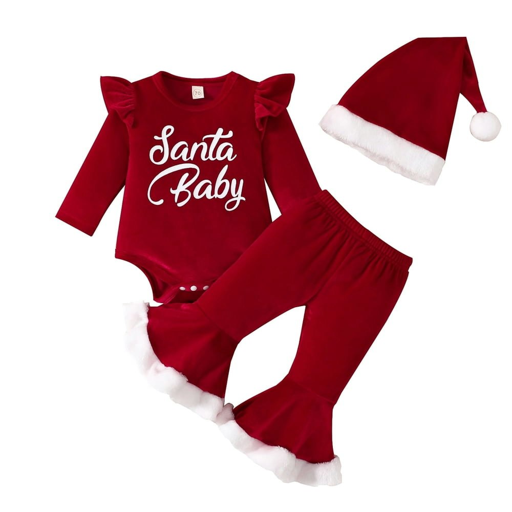 Younger Tree Newborn Baby Girl Santa Christmas Outfit 3-Piece Set: $17.89