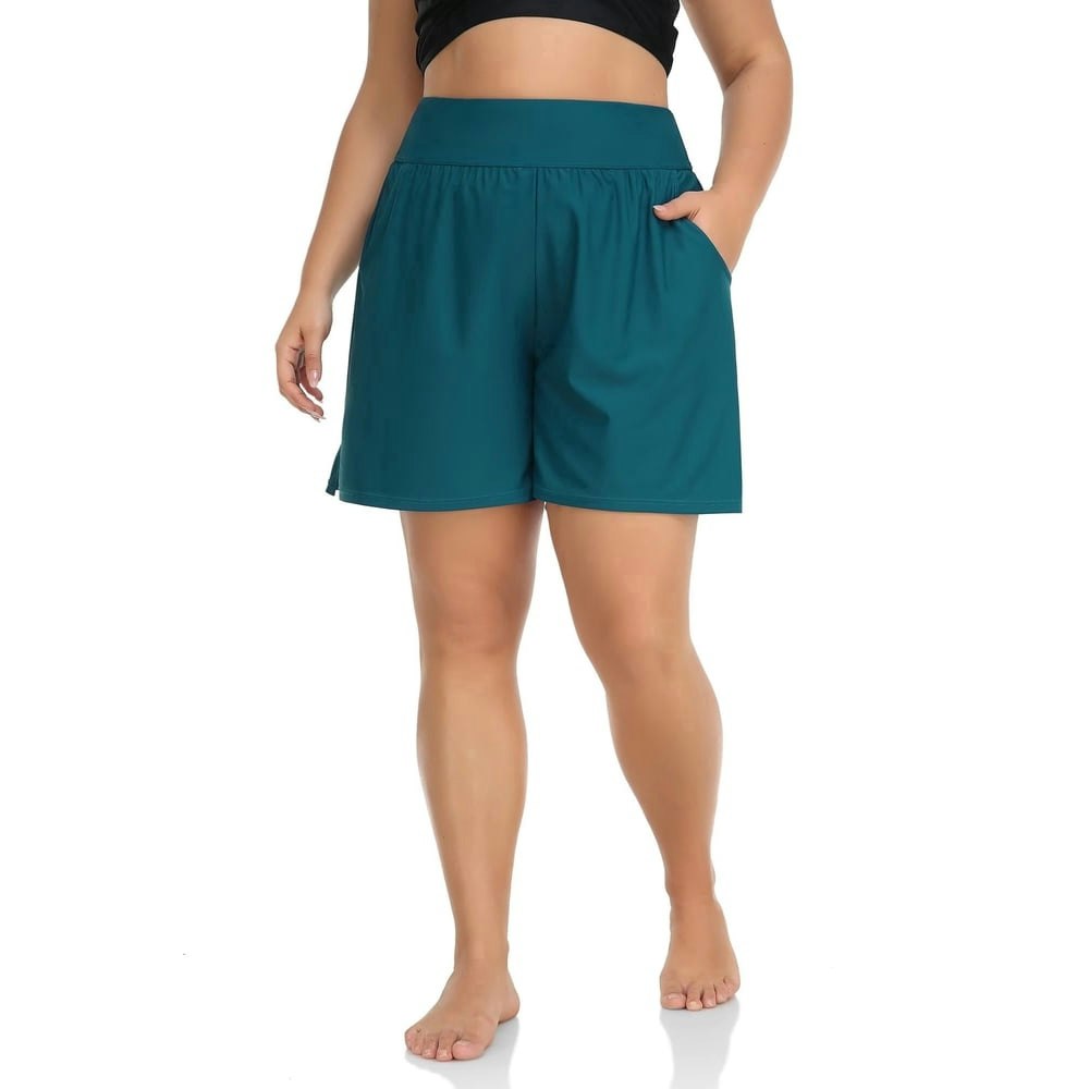 Charmo Women's High-Waisted Plus Size Board Shorts with Pockets: $20.69 Charmo Women's High-Waisted Plus Size Board Shorts with Pockets: $20.69