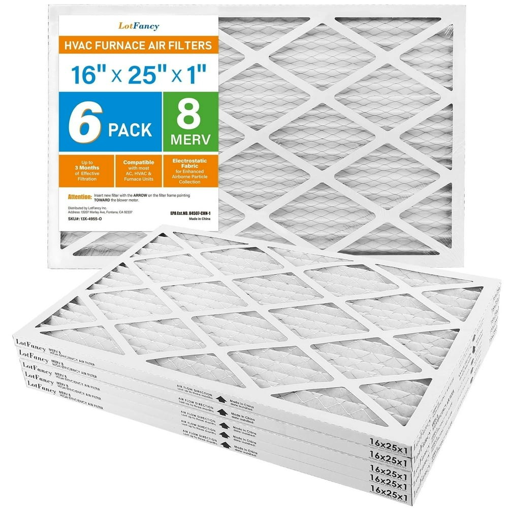 LotFancy 16x25x1 MERV 8 Pleated HVAC Furnace Filters 6-Pack: $39.98
