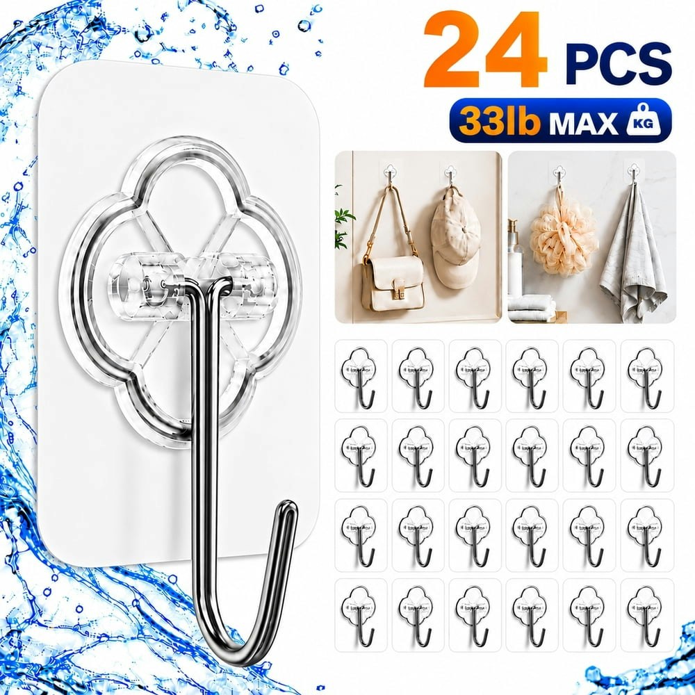 Tattom 33lb Heavy Duty Self Adhesive Hooks 24-Pack: $10.99 Tattom 33lb Heavy Duty Self Adhesive Hooks 24-Pack: $10.99