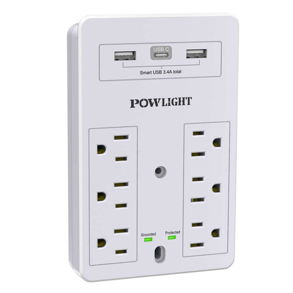Wall Mount Surge Protector with 6 AC Outlets and 3 USB Charging Ports: $9.99 Wall Mount Surge Protector with 6 AC Outlets and 3 USB Charging Ports: $9.99