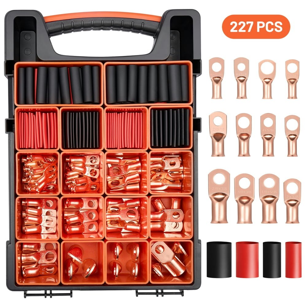 Filluck 227-Piece Battery Cable Wire Lug and Heat Shrink Kit: $44.99 Filluck 227-Piece Battery Cable Wire Lug and Heat Shrink Kit: $44.99