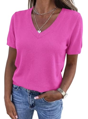 Prettygarden Women's Short Sleeve V-Neck Sweater: $28.04 Prettygarden Women's Short Sleeve V-Neck Sweater: $28.04