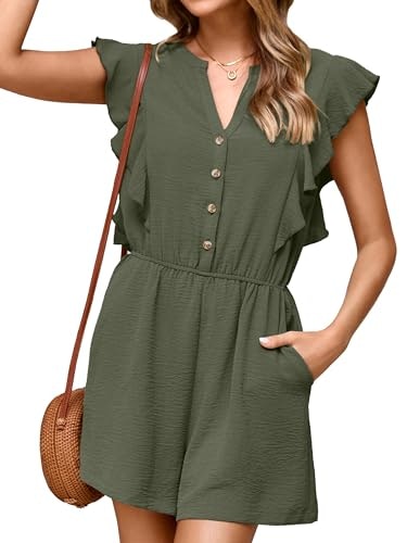 Simplee Women's Flutter Sleeve Wide Leg Romper: $25.49 Simplee Women's Flutter Sleeve Wide Leg Romper: $25.49