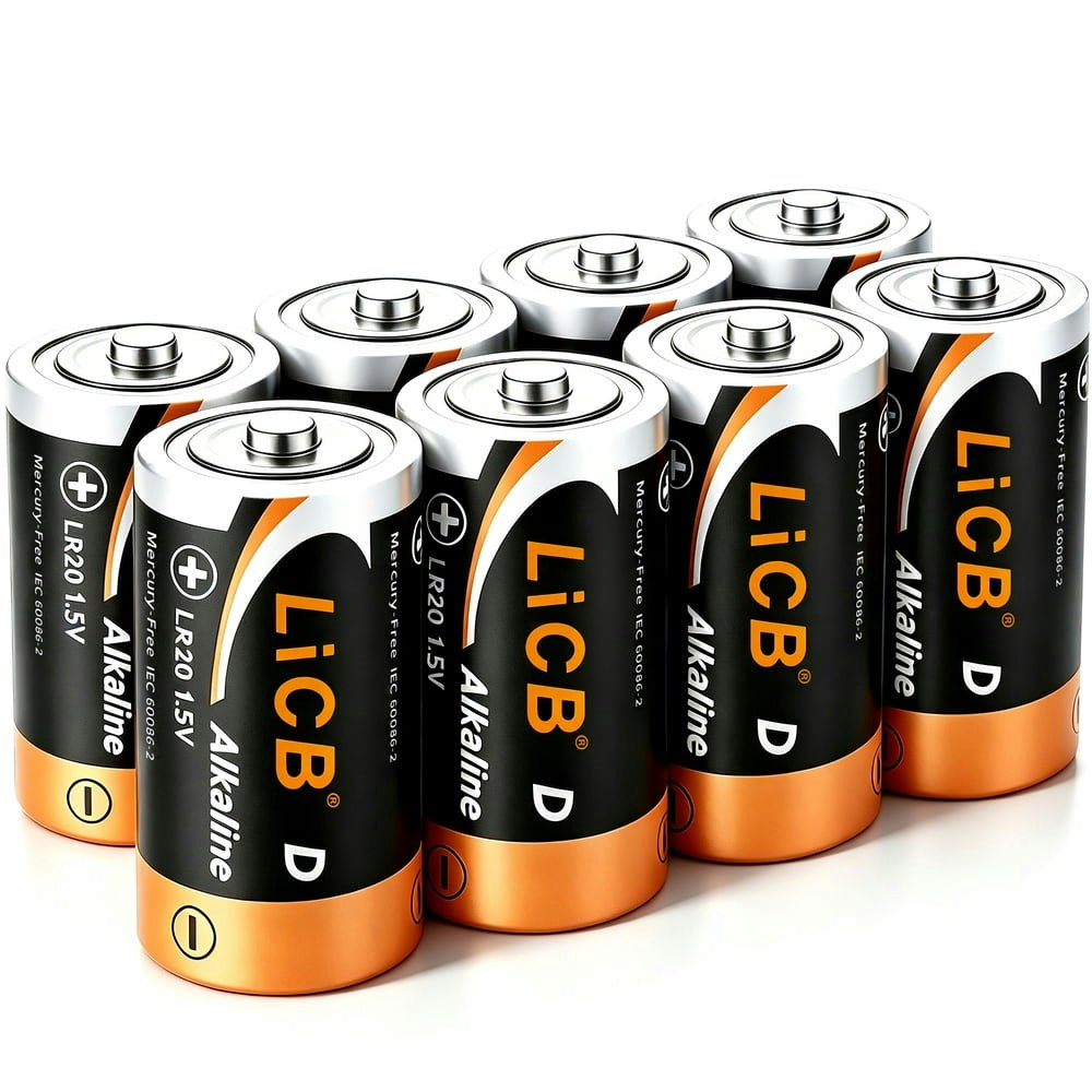 LiCB 1.5V D Alkaline Batteries 8-Pack: $16.99