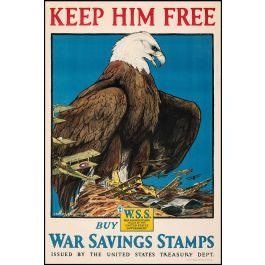 World War 1 "Keep Him Fighting, Buy War Bonds!" Patriotic Poster: $1,295