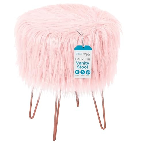 Birdrock Home Faux Fur Vanity Stool: $34.99